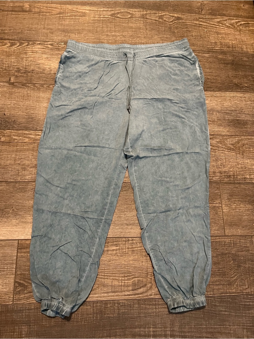 Cupio Light Blue Teal Women's Drawstring Jogger Pants Viscose Drawstring Waist